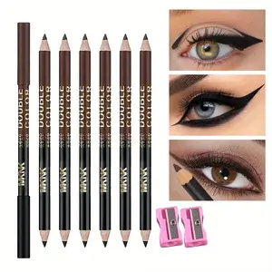 6-Piece Dual-Head Eyeliner Pencil Set, Eye Pencils, Eyeliner for Waterline, Long-Lasting Waterproof Smudge-Proof, Includes Sharpener, Quick-Dry, All-Day Wear, Ideal for Beginners