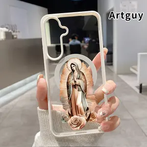 Magnetic Phone Case Supports Wireless Charging compatible with Samsung Galaxy S26 S23 Ultra S24 Plus FE S25 S22+ Divine Virgin Rose Pattern Non-Yellowing Silicone Transparent Acrylic Drop Protective Cover