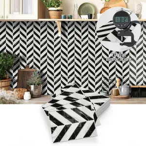 Herringbone Pattern Tiles, Moisture & Mould Proof Design, Ideal for Kitchen/bathroom Use, Easy Installation & Removal