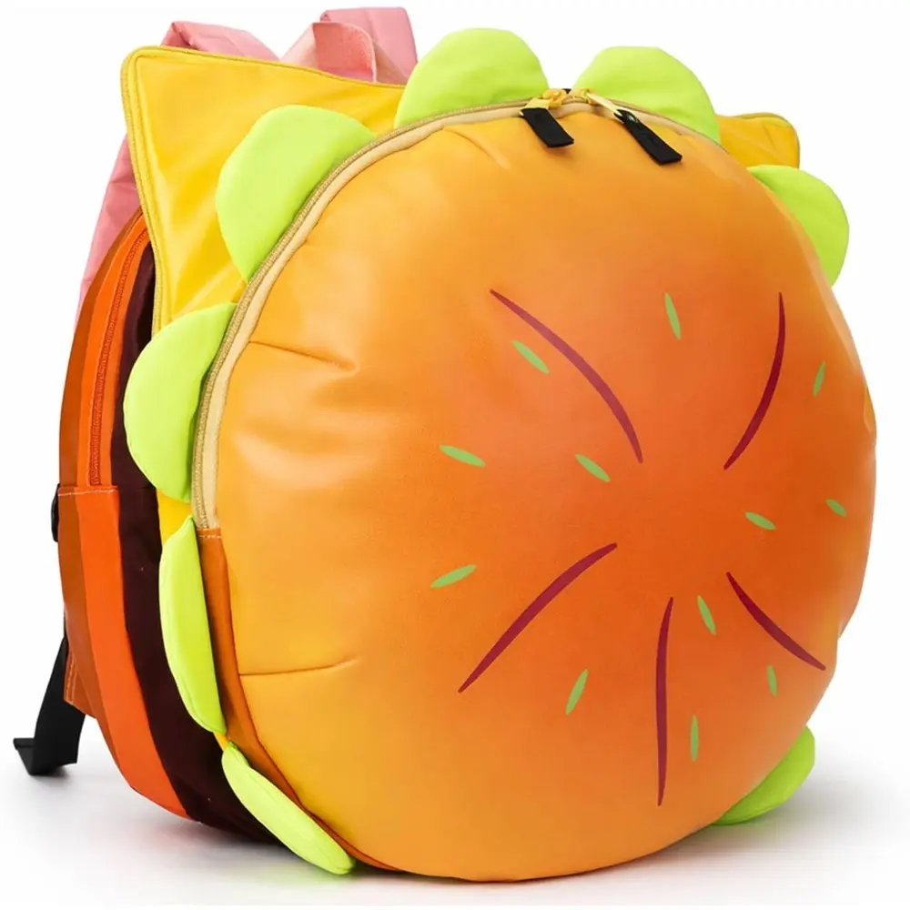 Cheeseburger Backpack, Hamburger Backpack, Burger Food Shaped Novelty Bag | Zip Compartments, Adjustable Straps, Layered 3D Food Design, Adult Unisex Backpack, Travel and Party Accessory, Novelty Gift