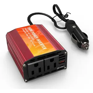 150W  Power Inverter, 12V DC to 110V/120V AC Inverter with 2 AC Sockets & USB-C Port for Phone Laptops Road Trip