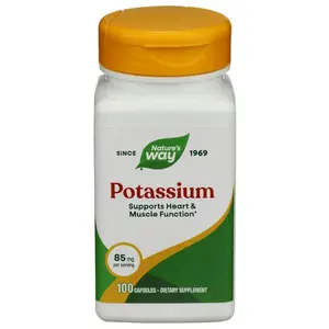 Nature's Way Potassium Complex 100 Capsules - Supports Heart & Muscle Function, Electrolyte Balance, 85mg per Serving