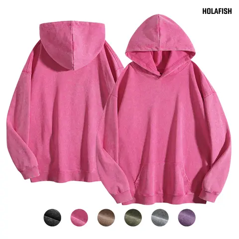 Holafish Women's Classic Soft Fleece Vintage Oversized Acid Wash Hoodie - Unisex Drop Shoulder Pullover, Street Style Sweatshirts for Summervibes