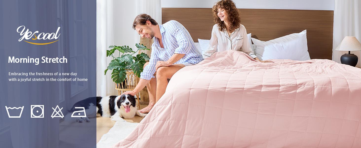 yescool Weighted Blanket for Adults,Cooling Heavy Calming Blanket for Deep Sleep,Perfect for 190-210 lbs, Queen Size Breathable Blanket with Premium Glass Bead, Machine Washable,20lbs For Stress & Anxiety