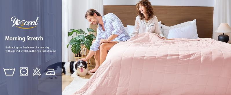yescool Weighted Blanket for Adults (20 lbs, 60” x 80”, Pink) Cooling Heavy Blanket for Sleeping Perfect for 190-210 lbs, Queen Size Breathable Blanket with Premium Glass Bead, Machine Washable