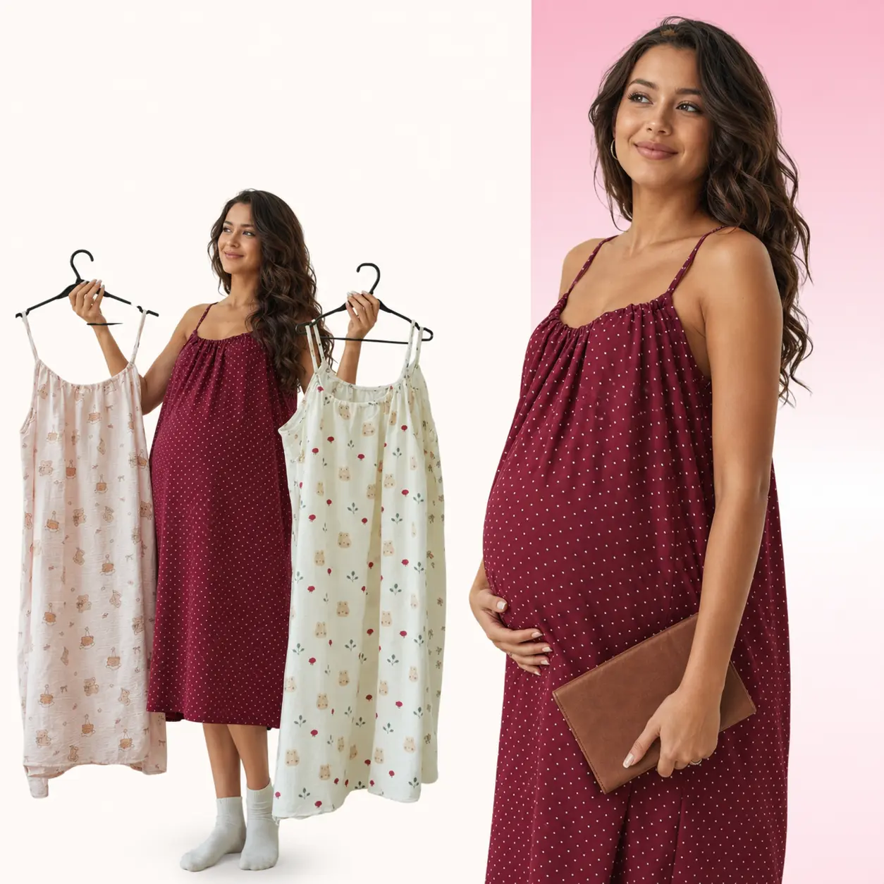 Women's Maternity Home Dress, Summer Pregnancy Lounge Dress, Soft Breathable Loose Fit House Dress for Pregnant Women, Comfortable Sleeveless Maternity Sleepwear, Casual Homewear for Pregnancy and Postpartum