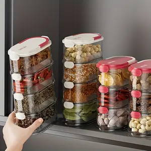 VEHHE three and five-layer stackable spice storage boxes - leak-proof, suitable for kitchen storage containers for onions, ginger, garlic - ideal for refrigerator finishing, kitchen spice storage boxes