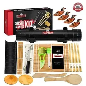 Flying Sizzle Plastic and Bamboo Sushi Making Kit, 21 pcs