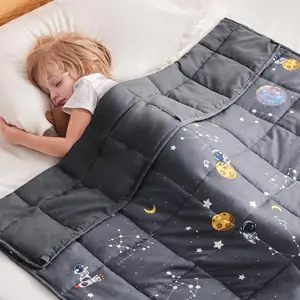 Kids Weighted Blanket (36"x48" 5lbs), Cooling Weighted Blanket for Sleeping, Throw Size Breathable Blanket with Premium Glass Bead (Space Grey)