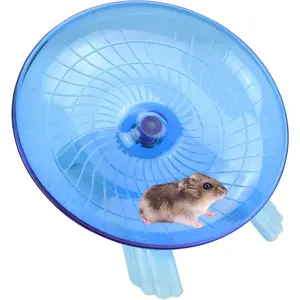 Silent Saucer Hamster Wheel Quiet Exercise Flying Runner for Dwarf Hamster Gerbil Rat Hermit Crab Small Cage Blue