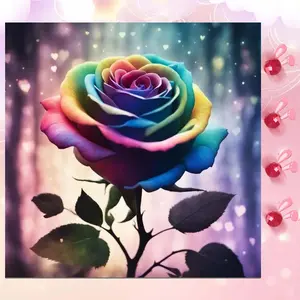 5D DIY Full Drill Round Diamond Painting - Diamond Art Kit Rainbow Rose Mosaic, Canvas - DIY Wall Decoration, Home Wall Art, Perfect for Halloween and Christmas, Birthday and Anniversary Gifts, Diamond Painting Kits