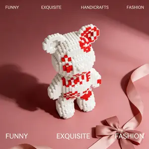 Valentine's Day Bear Series Building Blocks Set, Creative DIY Craft Kit, Desktop Home Decor, Stress Relief Puzzle Model, Gift Idea