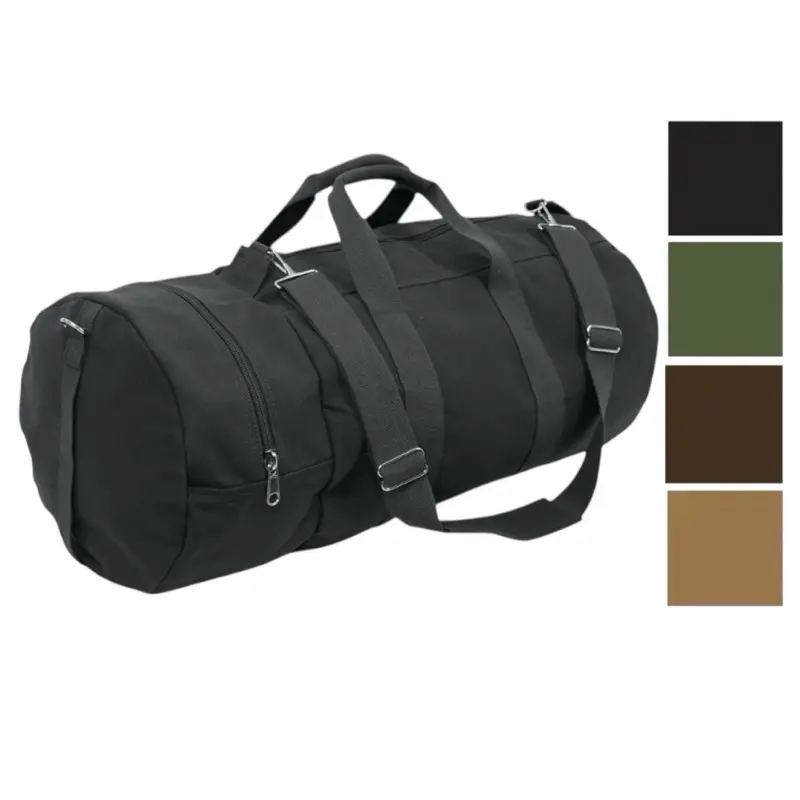 Rothco Canvas Double-Ender Sporty Gym Bag - Black, Olive Drab, Coyote Brown, Earth Brown, Heavyweight Canvas Material, Adjustable & Detachable Shoulder Strap, 30in x 13in, Large Pockets, Sporty Gym Bags