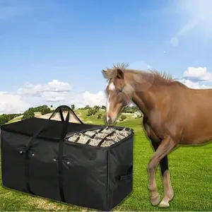 Oversized heavy-duty hay storage bag, suitable for horses, sheep and donkeys, with a slow-feed top design and durable polyester material