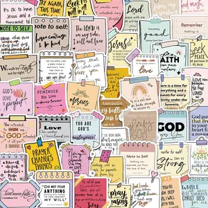 Bible Verse Sticker, 50pcs/set Christian God Bible Themed Decorative Sticker, DIY Decals for Water Bottle, Laptop, Phone Case, Scrapbooking, Journal Making
