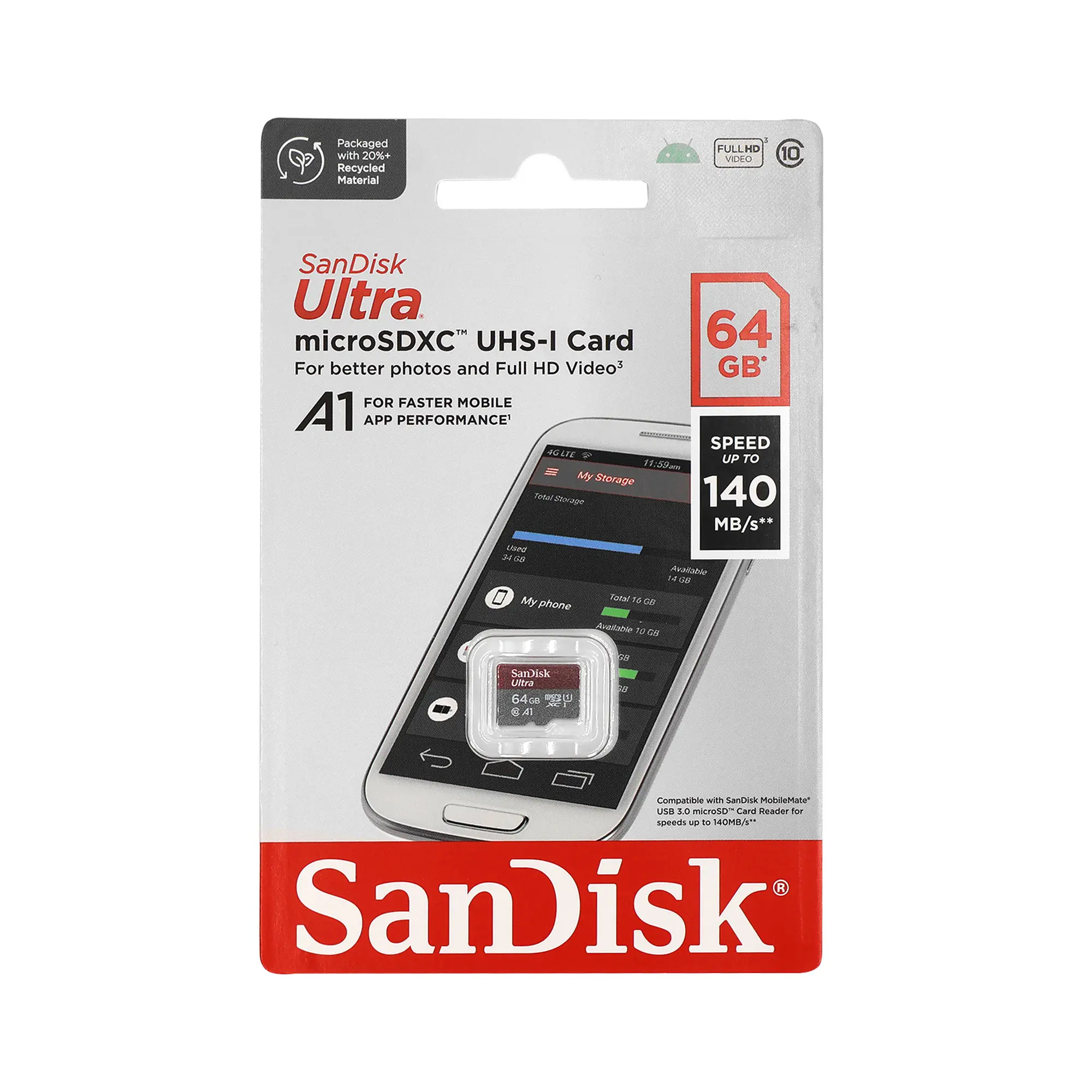 Sandisk Ultra microSD 64 GB 140MB/s Memory Card Sandisk Ultra microSD 64 GB 140MB/s Memory Card