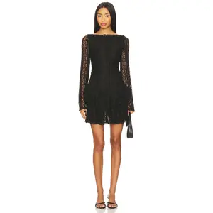 Free People Tabby Lace Mini Dress in Black