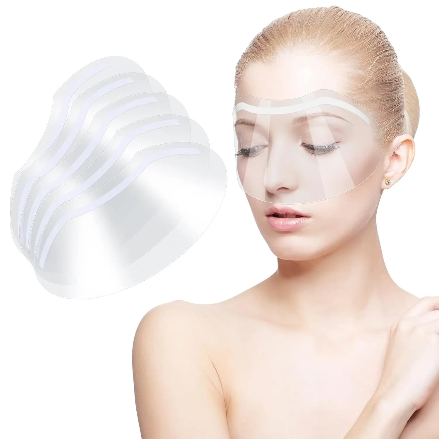 50 Pcs Shower Face Eye Shields, Eyebrow Shower Shield Visors, Eyelash Extensions Shower Face Shield, Microblading Makeup Protector Face Cover Shield for Hairspray Salon Eyelid Aftercare