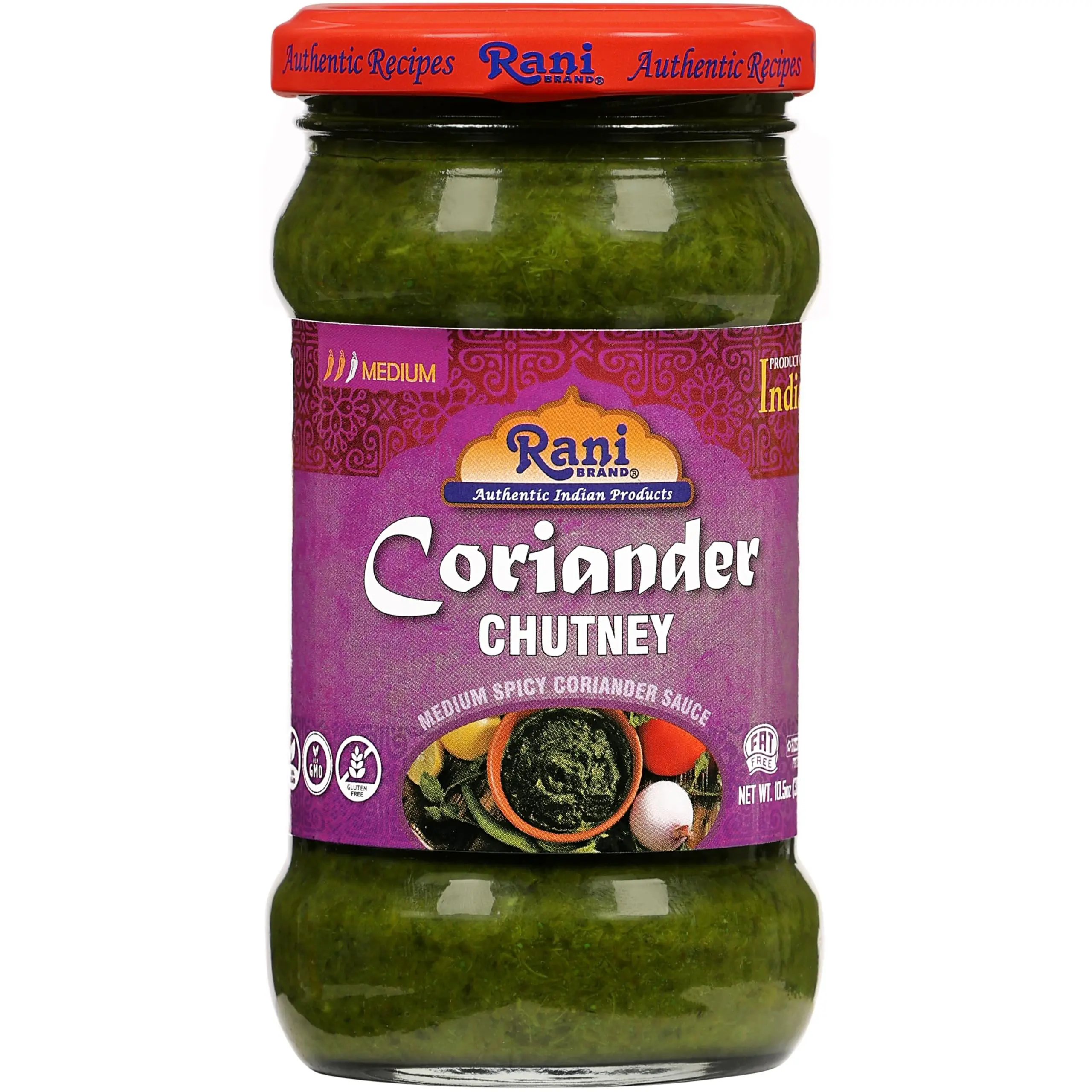 Rani Coriander (Cilantro) Chutney 10.5oz (300g) Glass Jar, Ready to Eat ~ Vegan | Gluten Free | NON-GMO | Kosher | Indian Origin