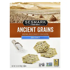 Sesmark Ancient Grains, Brown Rice Snack Crackers,  Sea Salt, 3.5 oz (100 g)