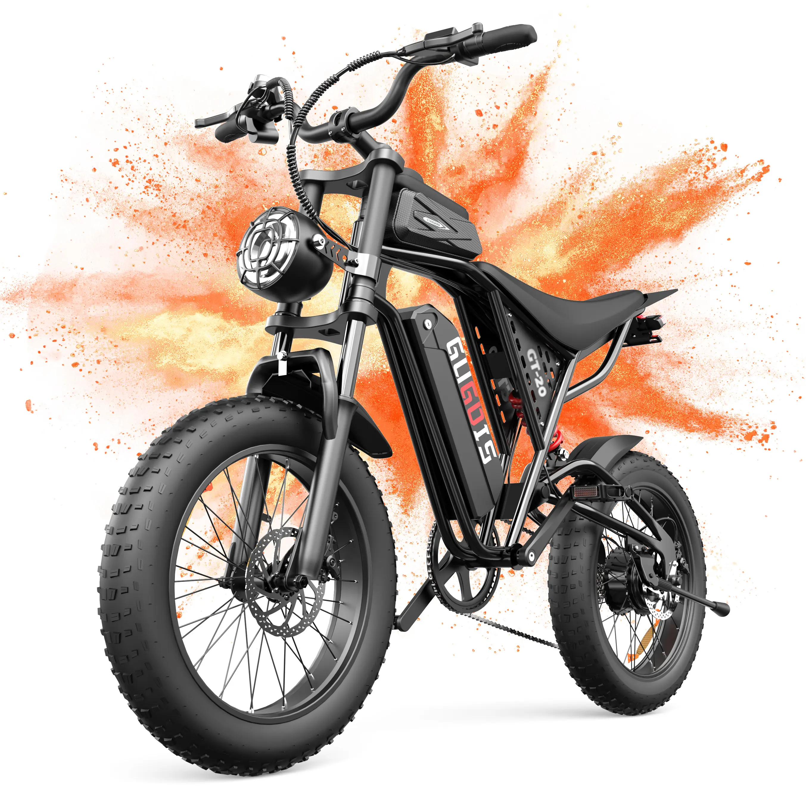 GUGOIS Electric Bike for Adults, 1000W Peak Motor 20" Fat Tire Moped Ebike, 48V Removable Battery Electric Bicycles with Full Suspension, 30MPH Off-Road Dirt Cruiser E-Bike