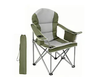 Heavy Duty Camping Chair 500 lb Capacity, Oversized Extra Wide for Adults, Padded High Back Folding Lawn Chair, 500 lbs Steel Frame, Portable Outdoor Camping Chair with Cup Holder, Green