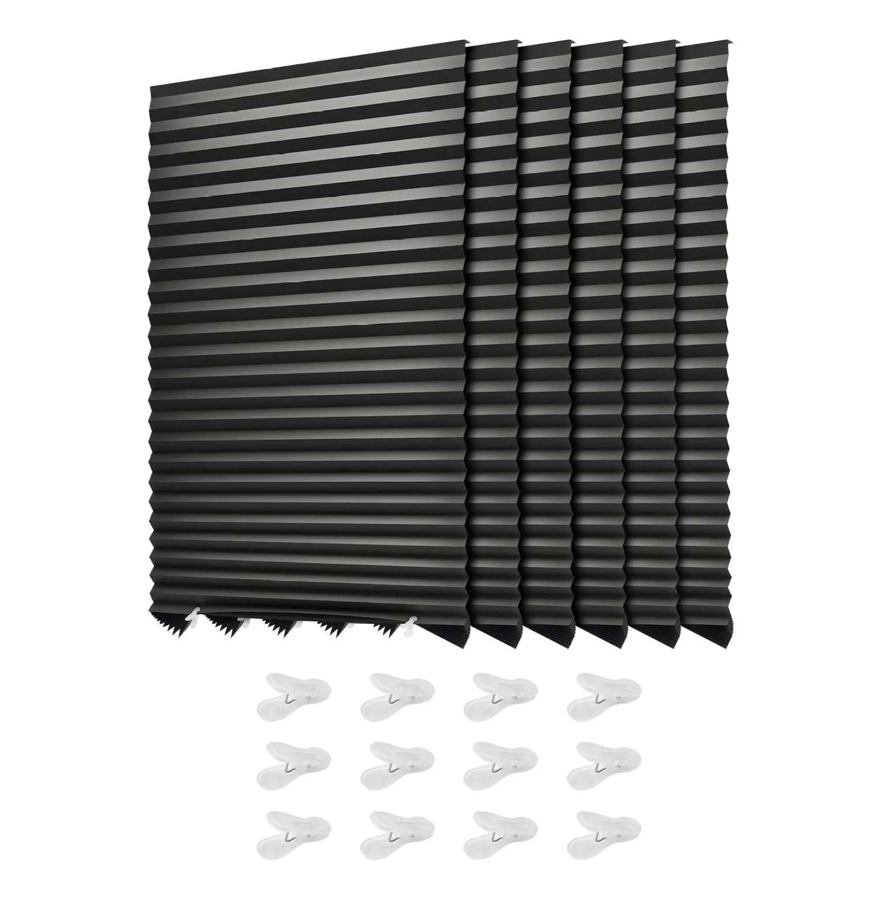 Paper Blinds 6 Pack 36x72 inch, Temporary Blackout Pleated Shades, No Drill Adhesive Window Coverings, Customizable Pleated Blinds for Kitchen Bedroom Default