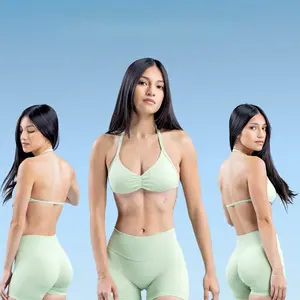 DFYNG Impact Strappy Bra Women's Seamless Medium-Support Sports Bra – Stretchy Workout Activewear with Strappy Back Detail