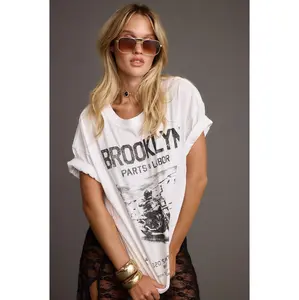 Brooklyn White Graphic Boyfriend Tee