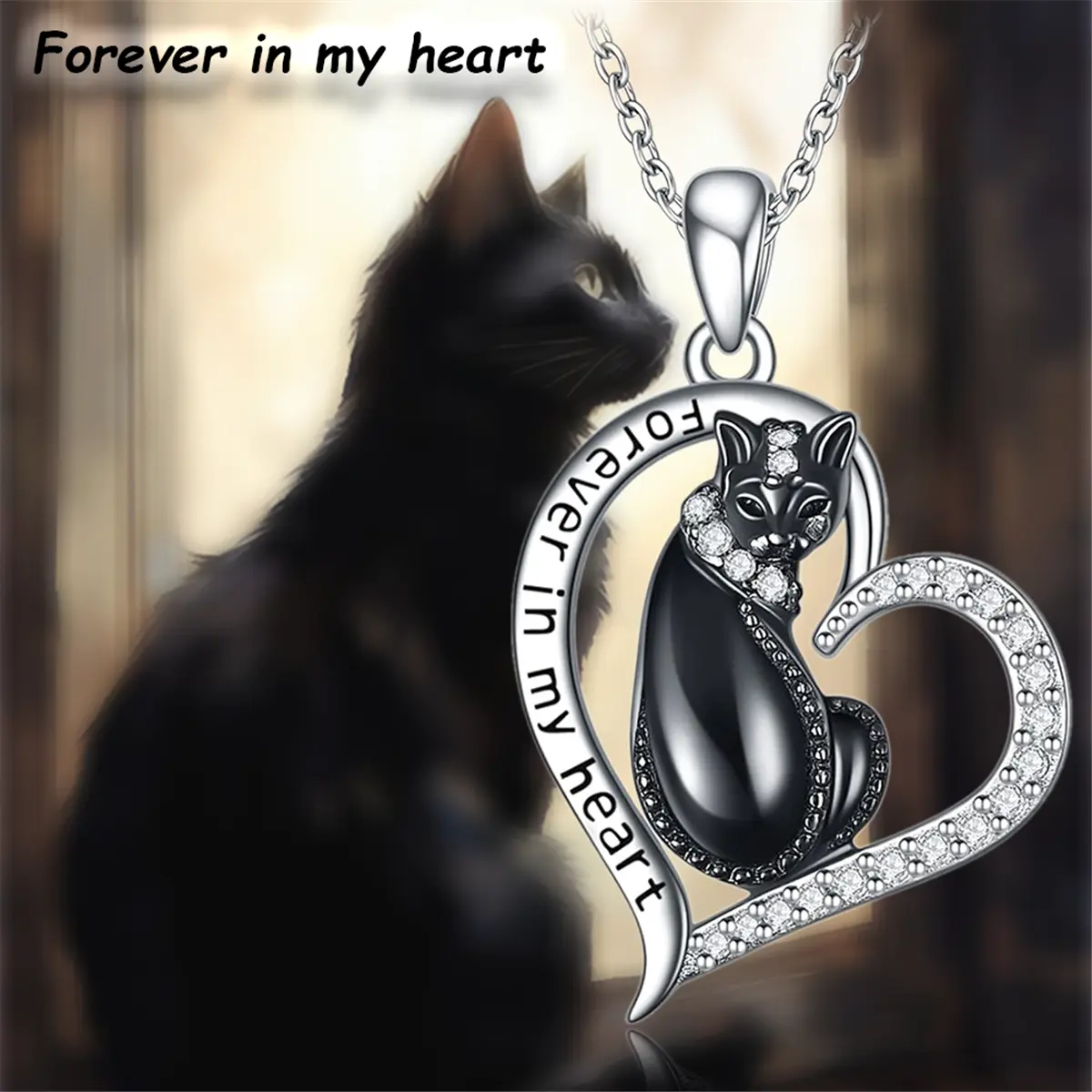 Women's 1Pc Creative Black Cat Pendant Necklace, Exquisite Pet Kitten Costume Jewelry, Unique Jewelry Gifts for Cat Lovers' Birthdays & Holidays, Animal, One-Piece