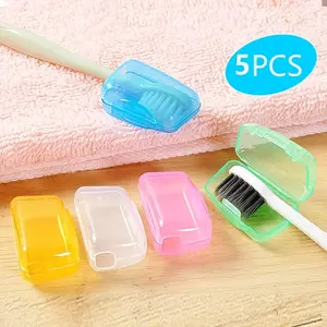 5pcs,Travel toothbrush head protective cover, protective shell head cover, portable outdoor travel toothbrush protective box, dental bucket, dental appliance box, Toothbrush Protector