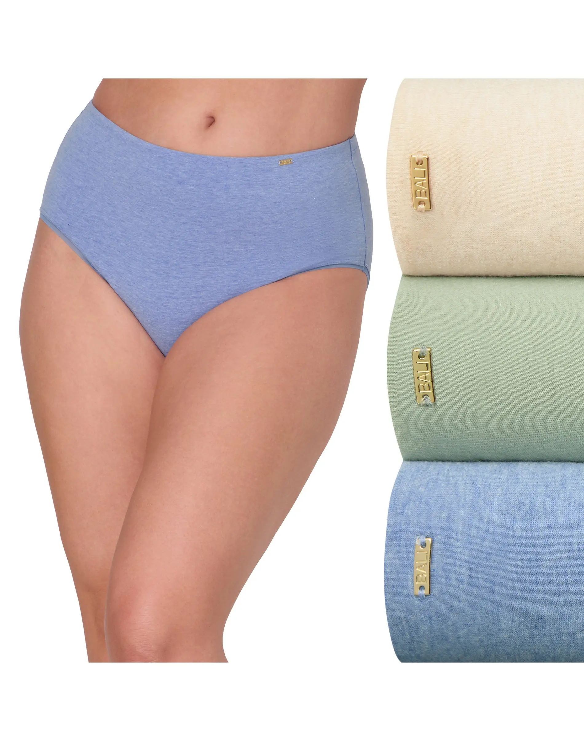 Bali Underwear Briefs Pack, 3-Pack, Light Tummy Support, Cotton Collection Women's