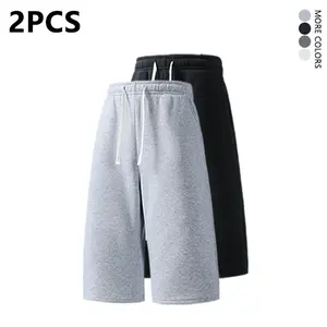 2-pack summer pants: street-style mid-thigh drawstring shorts with a hip-hop vibe—comfortable, loose fit for travel, versatile casual wear suitable for running, workouts, and everyday use.