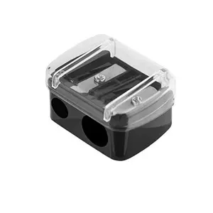 Double Hole Precision Eyebrow Pencil Sharpener with Lid, Compact, Plastic, Suitable for Eye Liner Lipstick Makeup Tool, Perfect Gift for Students Teachers