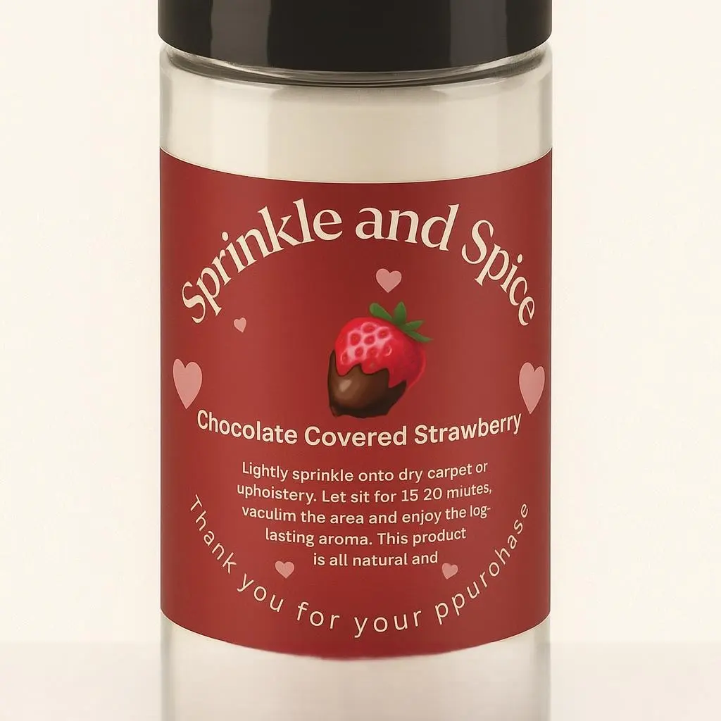Sprinkle and Spice Scented Milk Chocolate Covered Strawberries Carpet & Upholstery Deodorizer - Natural Home Care Supply with Essential Oils, Scented Cleaning Products for Valentine's Day Romantic Vibes, Aromatherapy