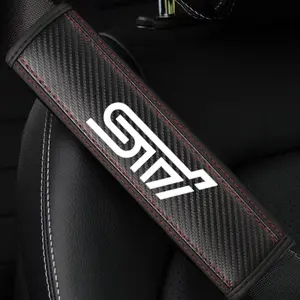 Subaru Sti Seat Belt Shoulder Cover, PU Leather & Carbon Fiber Stripe, Enhances Driving Comfort, Available in 1pc/2pcs