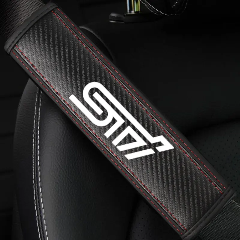 Subaru Sti Seat Belt Shoulder Cover, PU Leather & Carbon Fiber Stripe, Enhances Driving Comfort, Available in 1pc/2pcs, Car Interior Accessory, Car Accessories