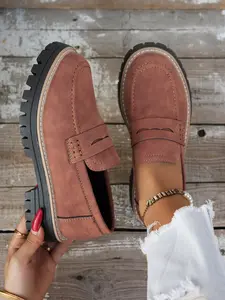 New Women's Fashion Single Slip On Shoes, Thick Sole Casual Shoes, Height Increasing Flat Shoes, Multiple Colors Available