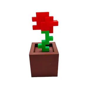 3D Printed Minecraft Planter Pixel Rose Tulip Small Flower Pot Star Person Cute Desktop Decor, Unique Home Ornament, Perfect Gift Idea