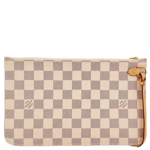 Pre-owned Louis Vuitton Canvas Clutches & Wristlets Neverfull Damier Azur Pochette Wristlet White