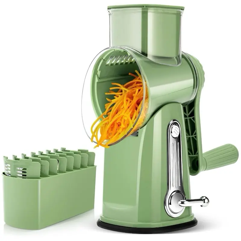 Susteas Green Vegetable Grater with Multiple Blades for Efficient Chopping and Shredding - Ideal for Kitchen Use