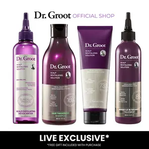Dr. Groot 3 Step Bundle + Detox Water - Clinically Proven Hair Thickening Shampoo, Conditioner, & Miracle Treatment for All Scalp Types and Safe for Color-Treated Hair
