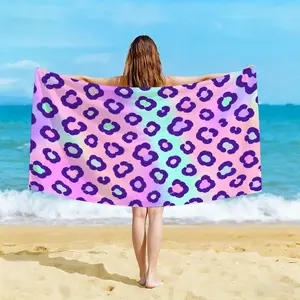 Oversized Y2K Pastel Leopard Print Microfiber Beach Towel Sand Free and Quick Dry Blanket for Pool Travel Yoga