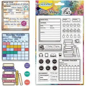 Reading Diary Clear Stamps Book Review Transparent Silicone Clear Stamp Seals for DIY Scrapbooking Photo Album Decoration, 4.3x6.3 inch