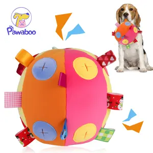 Pawaboo Dog Toy Ball, Dog Snuffle Treats Feeding Ball Toy for Slow Eating and Keep Busy, Interactive Puppy Cotton Fillings Ball Food Hidden Relieve Boredom Exercise Game IQ Training with Bell
