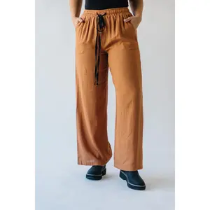 The Starkey Linen Tie Detail Pant in Camel