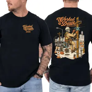Worked To Death T-Shirt, Lineman Electric Utility Worker Graphic, Power Line Repair Graphic Shirt for Electricians & Linemen, Gift for Utility Workers or Electrical Technicians