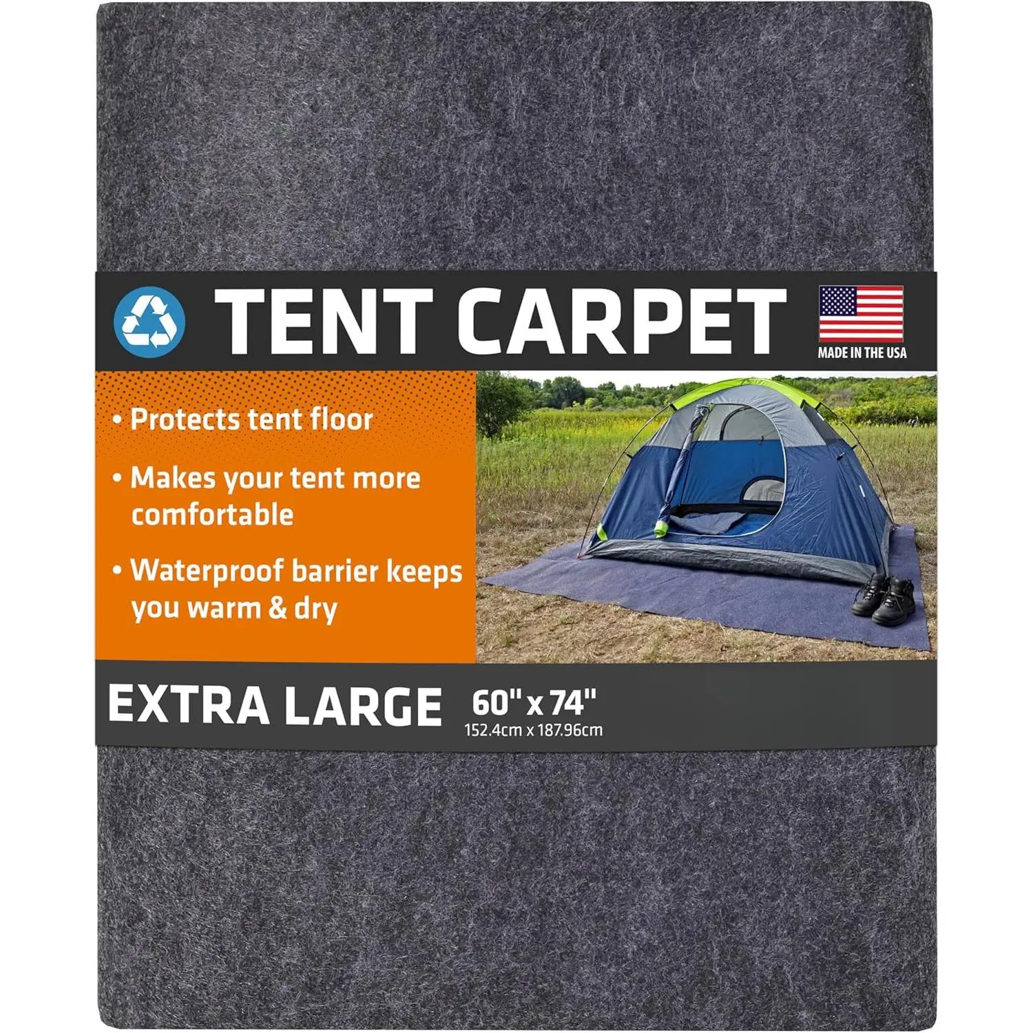 Tent Carpet Mat, Protective Waterproof Liner Keeps You Warm & Dry, Camping Floor Rug Accessory , Durable, Lightweight, Soft & Comfortable, Trimmable Material (USA Made), Recycled Fiber, Tent Protection, Makes Your Tent More Comfortable, Moisture-Proof