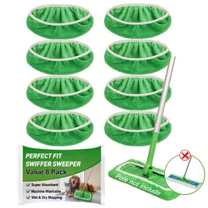 8Pcs Microfiber Mop Pads Compatible with Swiffer Sweeper Mop Wet and Dry Flat mop Cover Replacement Reusable Sweeping pad Refills Handle Not Include