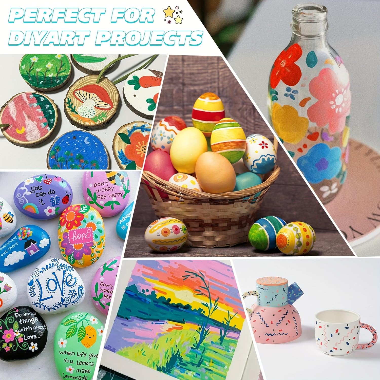 TBC The Best Crafts 72Colors Dual Tip Acrylic Paint Markers,Waterproof, Non-Toxic, odorless, Suitable for Paper, Pottery, Stones, Backpacks, Glass